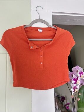 Garage Orange Cropped Henley Tee